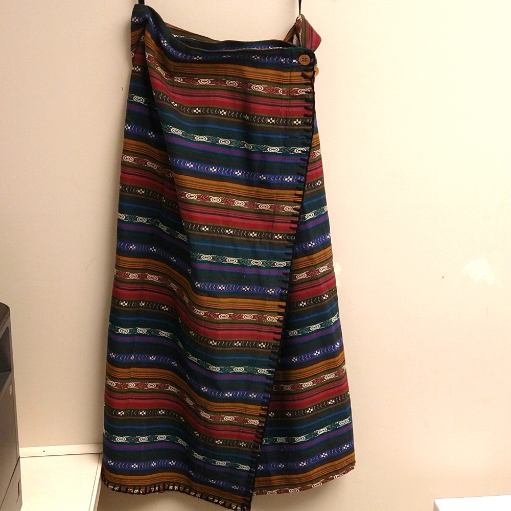 100% cotton wrap around tribal maxi skirt